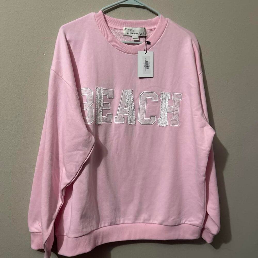 Pink beach oversized sweatshirt New with Tags